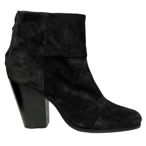 Rag & Bone Womens Newbury Classic Black Suede Back Zip Ankle Booties Size 11 - Picture 1 of 9
